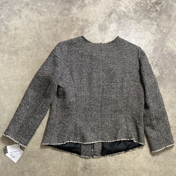 Liz‎ Claiborne Blazer Womens Sz Large Wool Blend Zip Closure Tweed - Picture 7 of 11